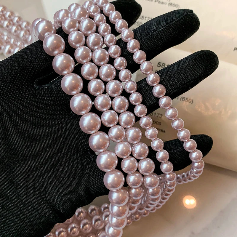Collier de perles de culture rose et violettes – Élégant collier ras-de-cou plaqué or pour femme