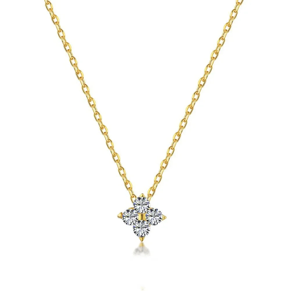 Collier trèfle à quatre feuilles plaqué or 18 carats pour femme – Acier inoxydable avec détails en zircone | Cadeau bijou de luxe