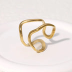 Elariah 14K Gold Plated Stainless Steel Geometric Cocktail Ring – Bold Statement Party Ring for Women