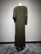 Elegant Pleated Kaftan Abaya Dress for Women – Flare Sleeve Jalabiya | Modest Eid & Occasion Wear