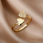 Bague ouverte géométrique ELARIAH plaquée or 18 carats et zircon – Alliance ajustable en acier inoxydable pour femmes, idéale pour les mariages et les fêtes.