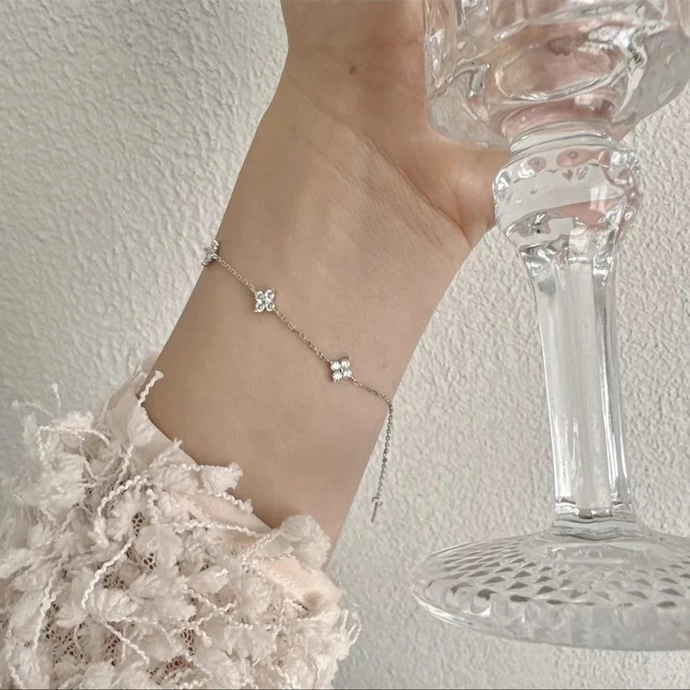 18K Gold Plated Four-Leaf Clover Necklace for Women – Stainless Steel with Zircon Detailing | Luxury Jewelry Gift