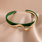 Bracelet jonc ouvert géométrique en acrylique blanc en forme de C pour femme – Bracelet manchette minimaliste en métal, bijou tendance moderne à offrir