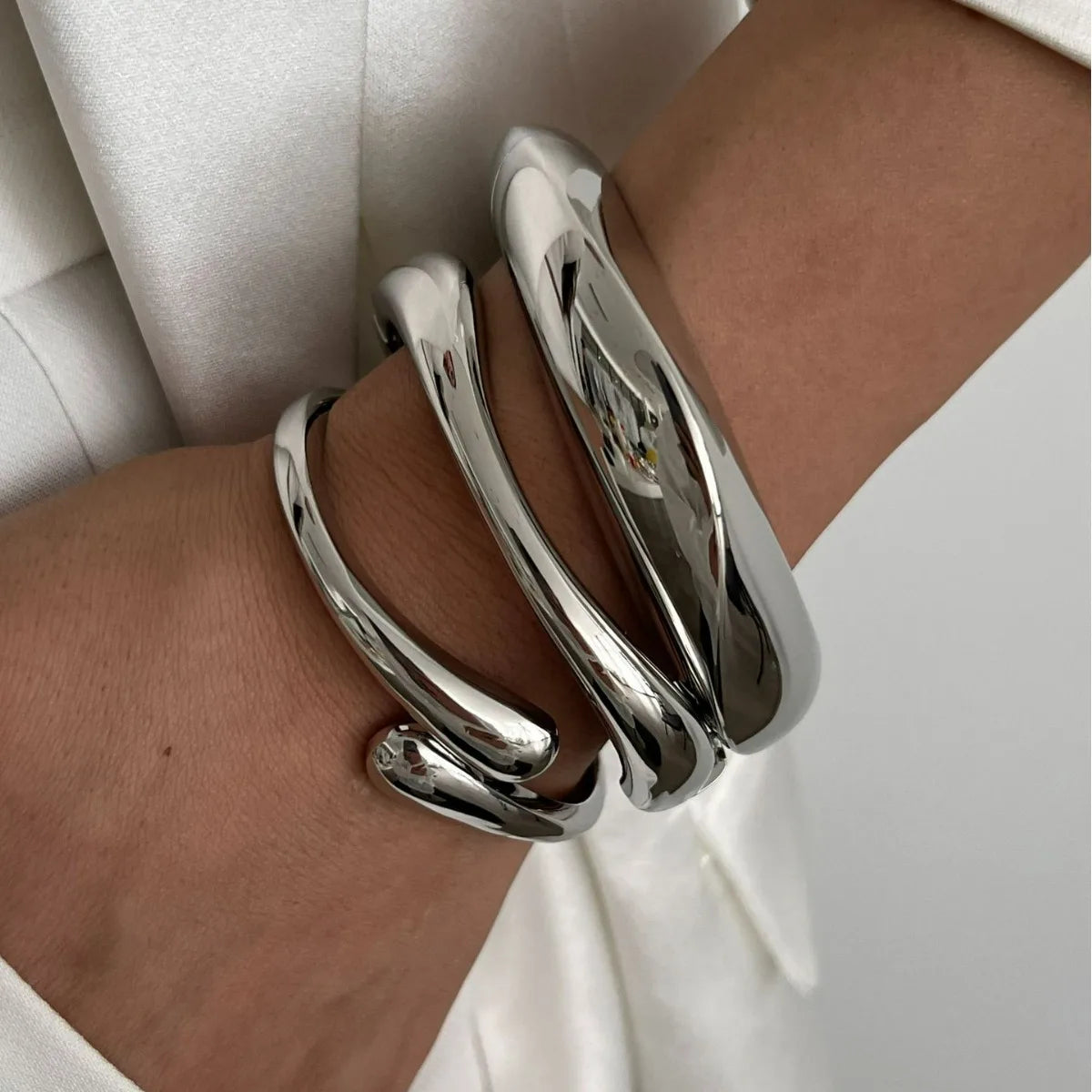 Vintage Punk Geometric Cuff Bangles – Gold & Silver Metal Bracelets for Women & Men