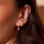 Lot de 2 paires de créoles pendantes vintage en perles – Créoles en acier inoxydable plaqué or 18 carats pour femme
