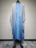 Luxury Satin Batwing Abaya Kimono – Shiny Open Front Maxi Kaftan for Ramadan, Eid & Evening Wear
