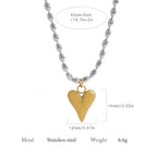 Collier pendentif cœur plaqué or 18 carats – Chaîne à billes en acier inoxydable, bijou délicat et romantique pour femme