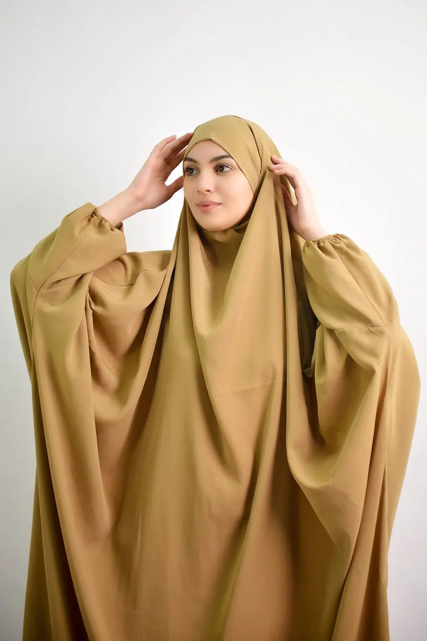 Abaya de prière à capuche pour femmes Elariah avec khimar long hijab | Vêtement de prière islamique modeste | Tissu Nida coupe ample