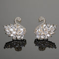 Boucles d'oreilles cygne en zircon pour femme – Boucles d'oreilles longues cygne en cuivre plaqué or serties de micro-pavés de zirconiums cubiques | Bijoux élégants style déesse