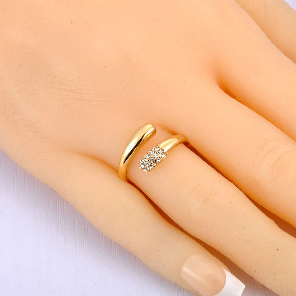 Bague JeeMango en acier inoxydable à double cercle pour femme – Plaqué or 18 carats, étanche, bijou tendance