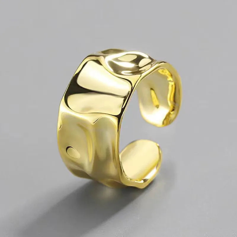 3-Piece Gold Plated Geometric Open Ring Set – Chunky, Irregular & Trendy Statement Rings for Women