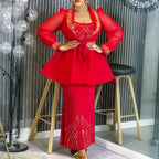 Elariah Luxury African Dashiki 2-Piece Set – Long Evening Gown with Matching Coat | Wedding & Occasion Dress (Plus Size)