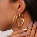 Pendientes de aro redondos trenzados clásicos: acero inoxidable, estilo vintage, dorados y plateados.