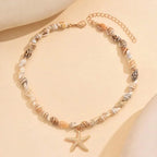 Collar bohemio de conchas de playa: gargantilla con colgante de concha y estrella de mar para mujer