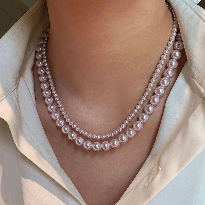Collier de perles de culture rose et violettes – Élégant collier ras-de-cou plaqué or pour femme
