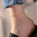 Gold Stainless Steel Cuban Curb Chain Anklet for Women – Adjustable Trendy Beach Anklet Bracelet