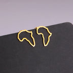 Collar con colgante de mapa africano de moda para mujer – Collar geométrico de acero inoxidable con la bandera de África, color oro, oro rosa o acero