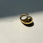 Juego de 3 anillos abiertos geométricos chapados en oro: anillos gruesos, irregulares y modernos para mujer.