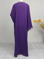 Elegant Beige Embroidered Abaya for Women – Dubai Style Modest Open Front Maxi Dress with Multicolour Detailing (All-Season)