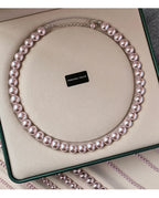 Collier de perles de culture rose et violettes – Élégant collier ras-de-cou plaqué or pour femme