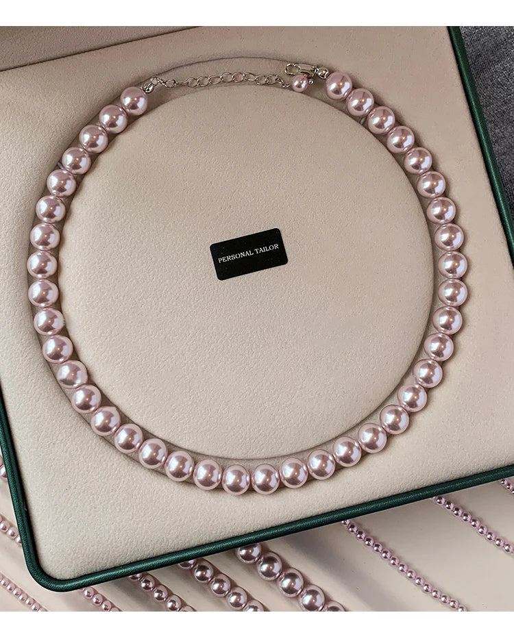 Collier de perles de culture rose et violettes – Élégant collier ras-de-cou plaqué or pour femme