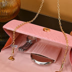 Women's Envelope Evening Clutch Bag - Hard Shell Party Handbag with Criss-Cross Design | Elariah