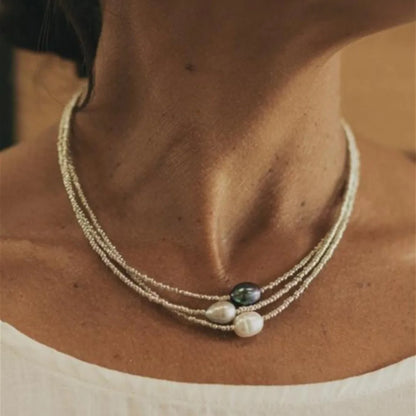 Artistic Retro Freshwater Pearl Necklace – Handmade Bohemian Pendant Jewelry