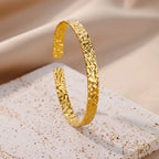 Bracelet jonc ajustable de luxe en acier inoxydable – Bijou manchette doré étanche pour femme