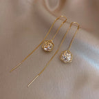 Boucles d'oreilles pendantes élégantes à longues pampilles et perles – Bijoux tendance en métal pour femmes