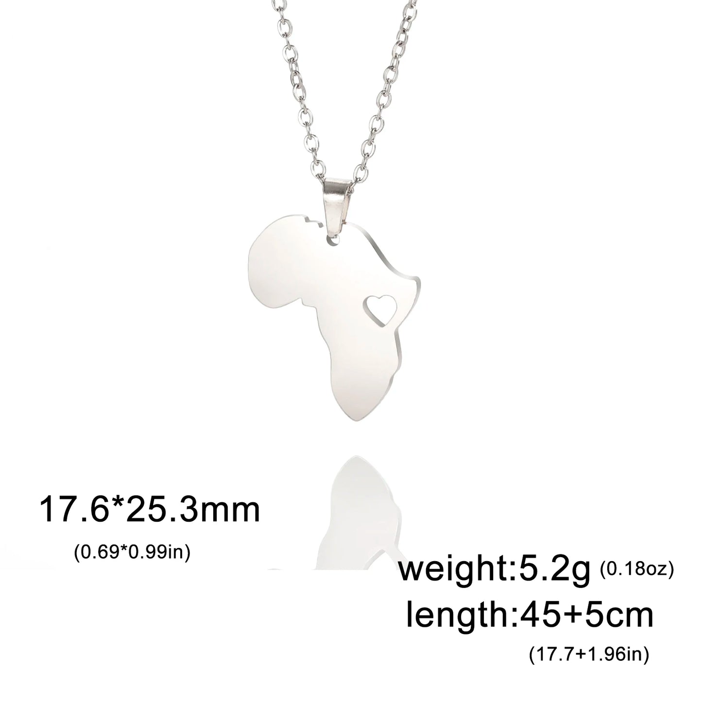 Trendy African Map Pendant Necklace for Women – Stainless Steel Geometric Motherland Necklace, Gold, Rose Gold, or Steel Color