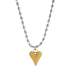 Collier pendentif cœur plaqué or 18 carats – Chaîne à billes en acier inoxydable, bijou délicat et romantique pour femme