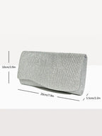 Elariah Shimmer Envelope Clutch Bag – Silver Glitter Evening Handbag with Chain Strap for Weddings & Party Wear