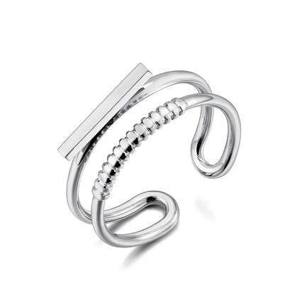 JeeMango Double Circle Stainless Steel Ring for Women – 18K Gold Plated, Waterproof, Trendy Fashion Jewelry