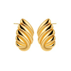 18K Gold Plated Stainless Steel Multilayer Circle Knot Drop Earrings for Women – Textured Statement Round Earrings