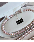 Collier de perles de culture rose et violettes – Élégant collier ras-de-cou plaqué or pour femme