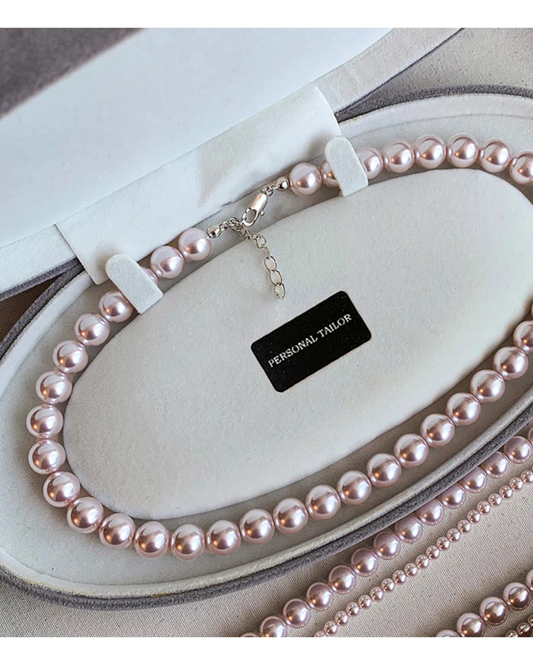 Collier de perles de culture rose et violettes – Élégant collier ras-de-cou plaqué or pour femme