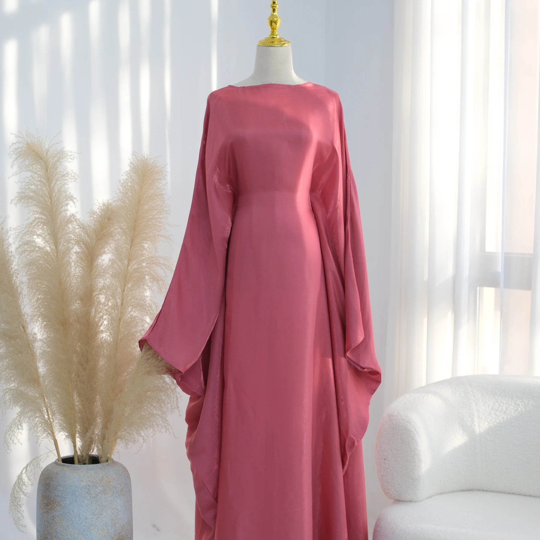 Elariah Shimmering Eid Kaftan Abaya – Extra Loose Fit Butterfly Sleeve Maxi Dress for Ramadan, Evening & Party Wear