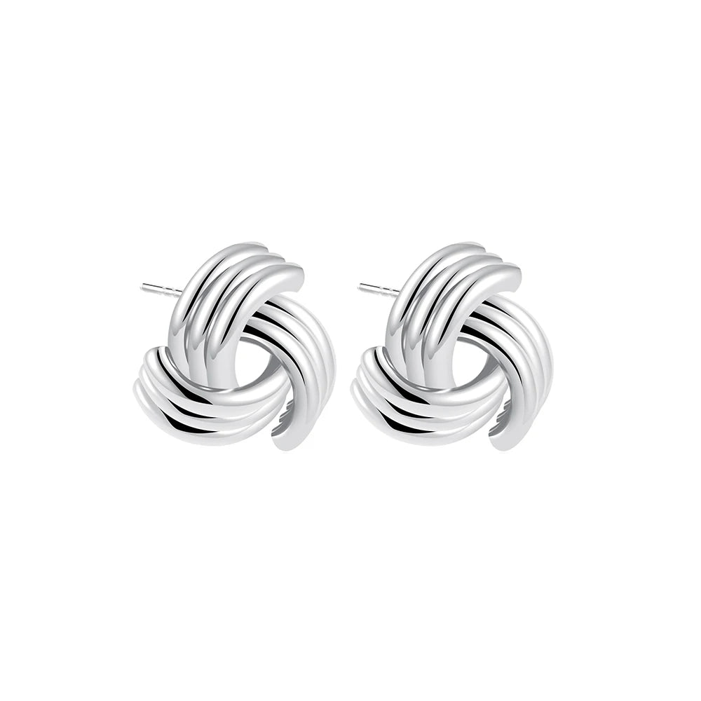 Boucles d'oreilles pendantes à nœuds multicouches en acier inoxydable plaqué or 18 carats pour femmes – Boucles d'oreilles rondes texturées et tendance