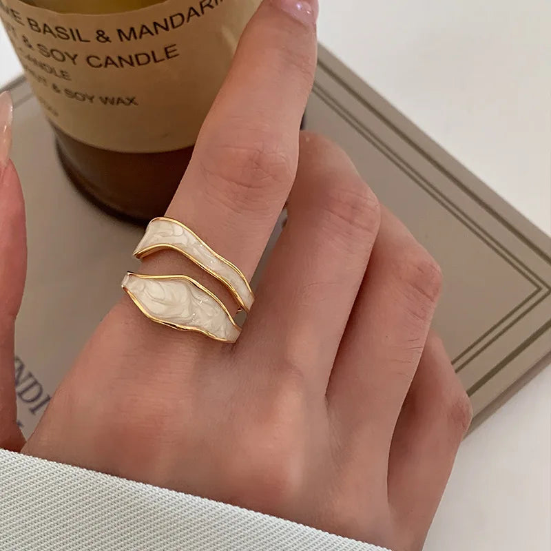 Bague vintage en émail noir – Bague géométrique d'inspiration punk pour homme