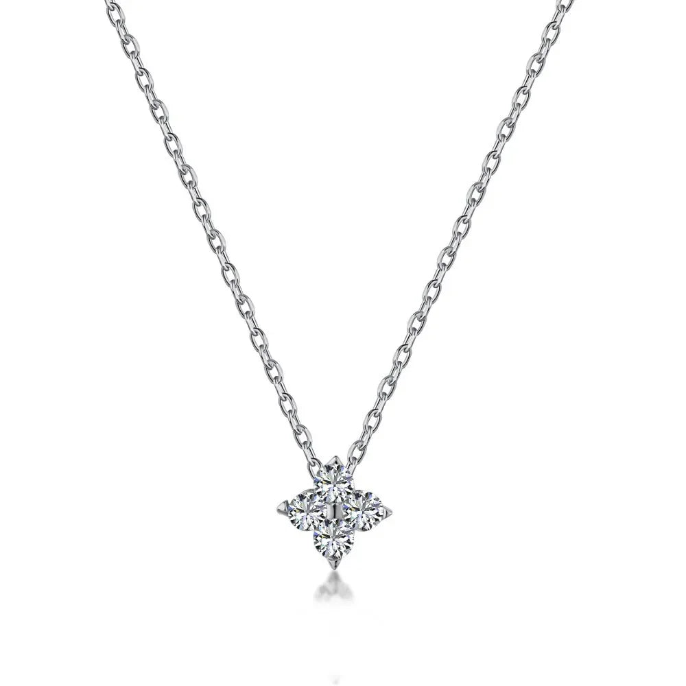 Collier trèfle à quatre feuilles plaqué or 18 carats pour femme – Acier inoxydable avec détails en zircone | Cadeau bijou de luxe