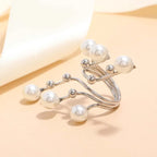 Anillo geométrico vintage de doble capa con perla blanca: un anillo llamativo y robusto para mujer.