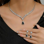 Ensemble luxueux collier et boucles d'oreilles goutte d'eau en cristal – Bijoux de mariée et de fête élégants