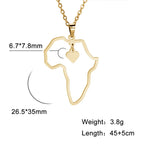 Collar con colgante de mapa africano de moda para mujer – Collar geométrico de acero inoxidable con la bandera de África, color oro, oro rosa o acero