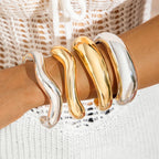 Irregular Geometric Cuff Bangle Bracelet for Women – Bold Statement Fashion Bracelet, Trendy Open Cuff Jewelry