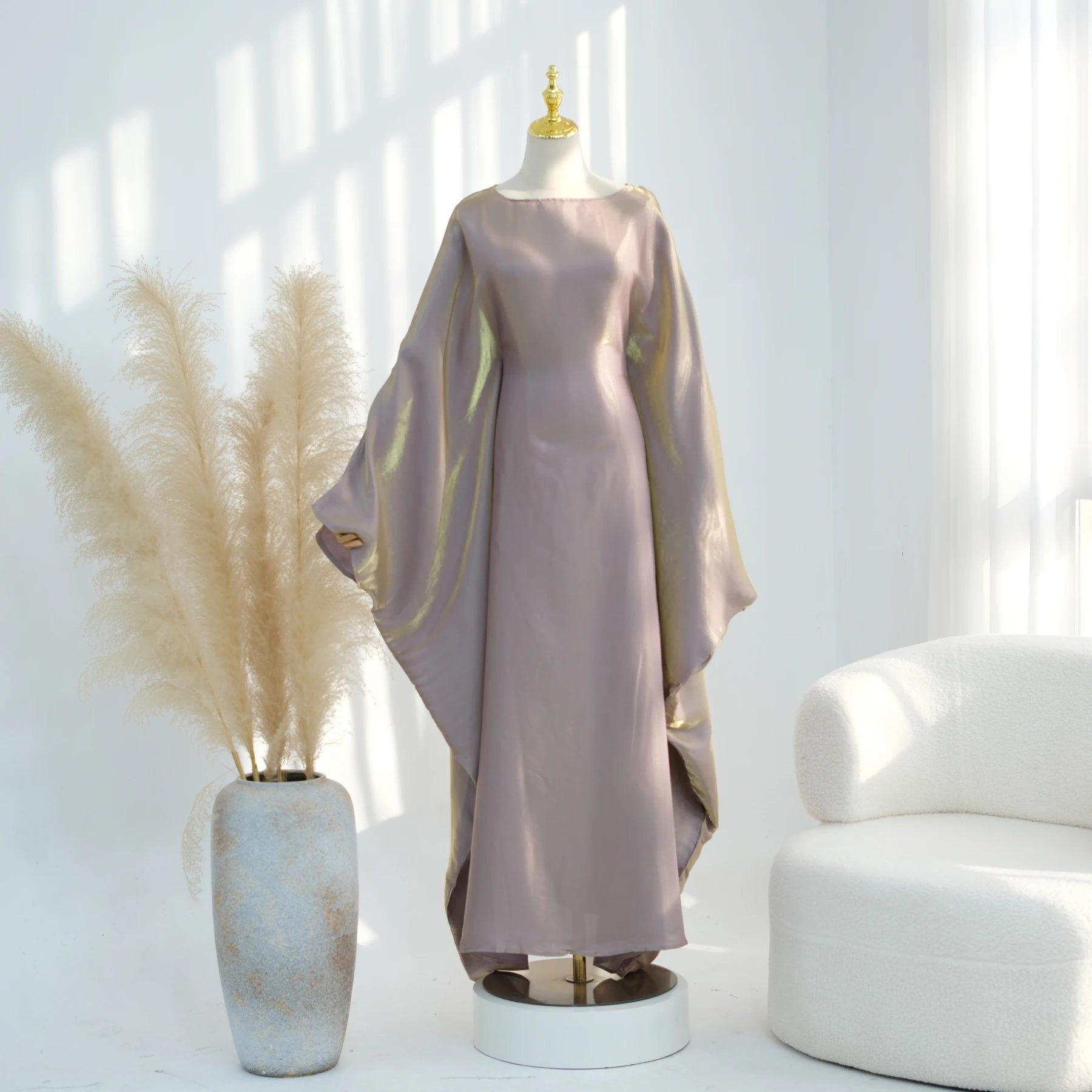 Elariah Shimmering Eid Kaftan Abaya – Extra Loose Fit Butterfly Sleeve Maxi Dress for Ramadan, Evening & Party Wear