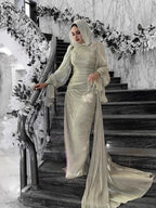Robe maxi caftan soyeuse et modeste Elariah pour femmes – Abaya musulmane à manches longues, Jalabiya, tenue décontractée et de soirée
