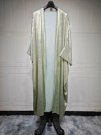 Luxury Satin Batwing Abaya Kimono – Shiny Open Front Maxi Kaftan for Ramadan, Eid & Evening Wear
