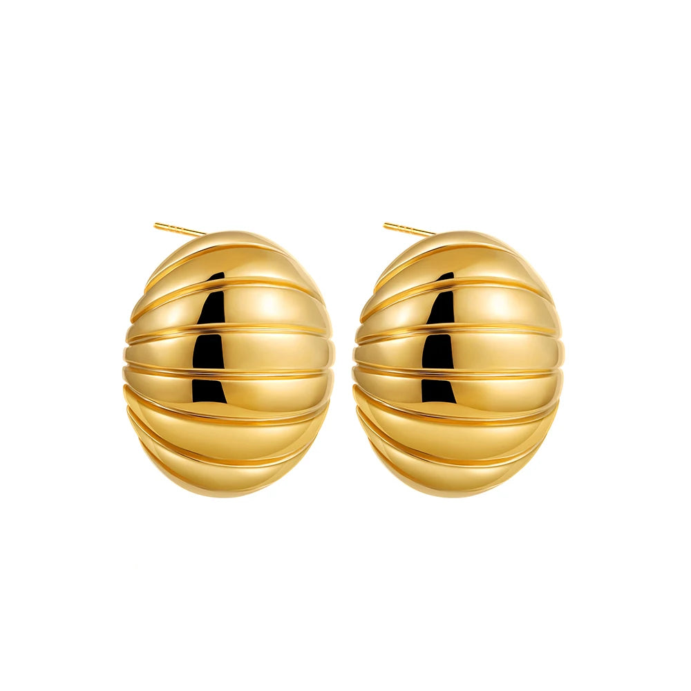 Boucles d'oreilles pendantes à nœuds multicouches en acier inoxydable plaqué or 18 carats pour femmes – Boucles d'oreilles rondes texturées et tendance