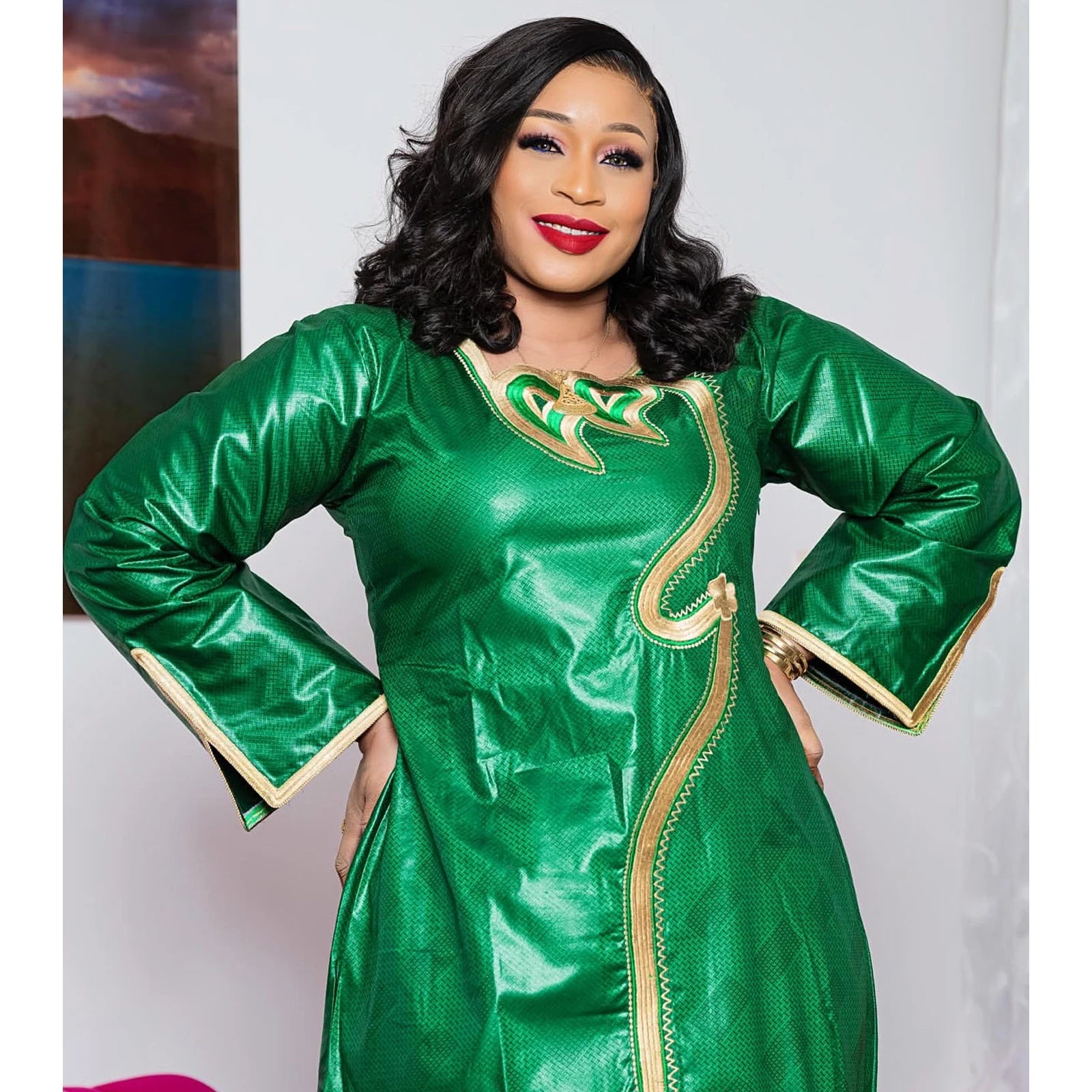 Elariah Bazin Riche Embroidered African Dress – Elegant Plus Size Dashiki Party & Church Dress for Women