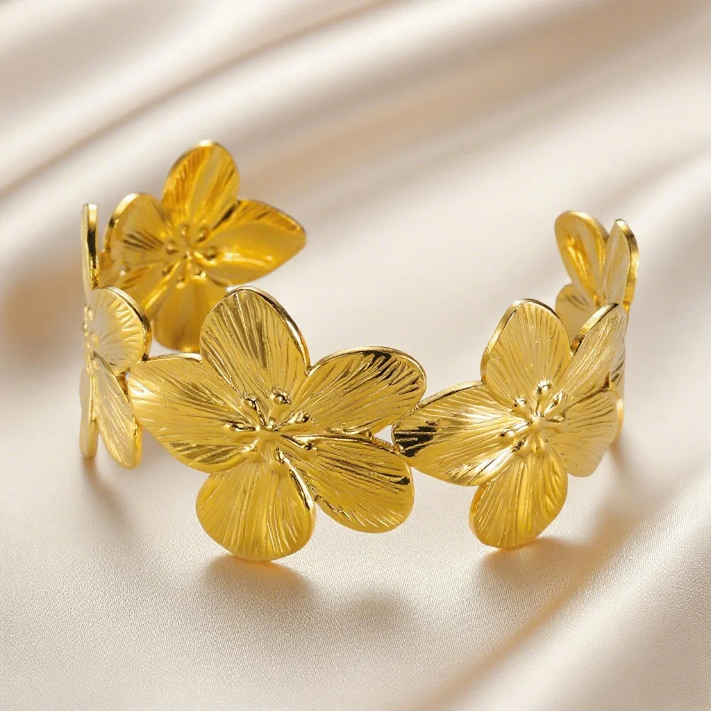 Pendientes Unift Vintage con diseño de flores para mujer: joyas bohemias de acero inoxidable chapado en oro de 14 quilates.